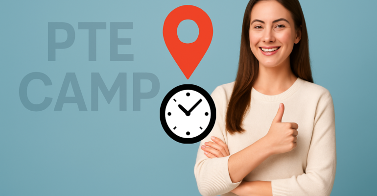 Smiling Woman Promoting PTE Camp